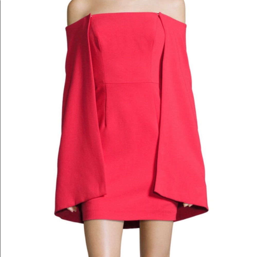 Black Halo Cape-sleeve Mini Cocktail Dress